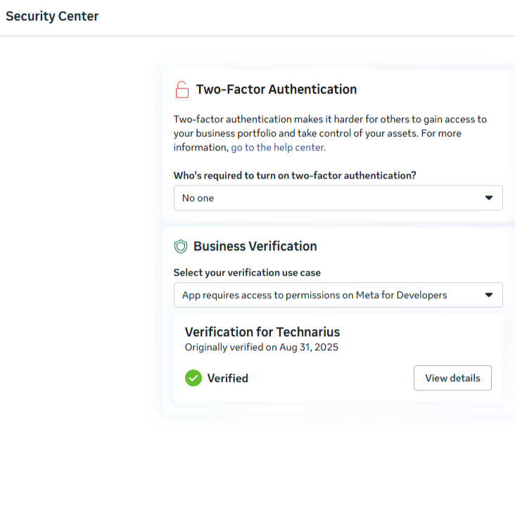 Facebook verified business menager by Confirm Meta for Technarius
